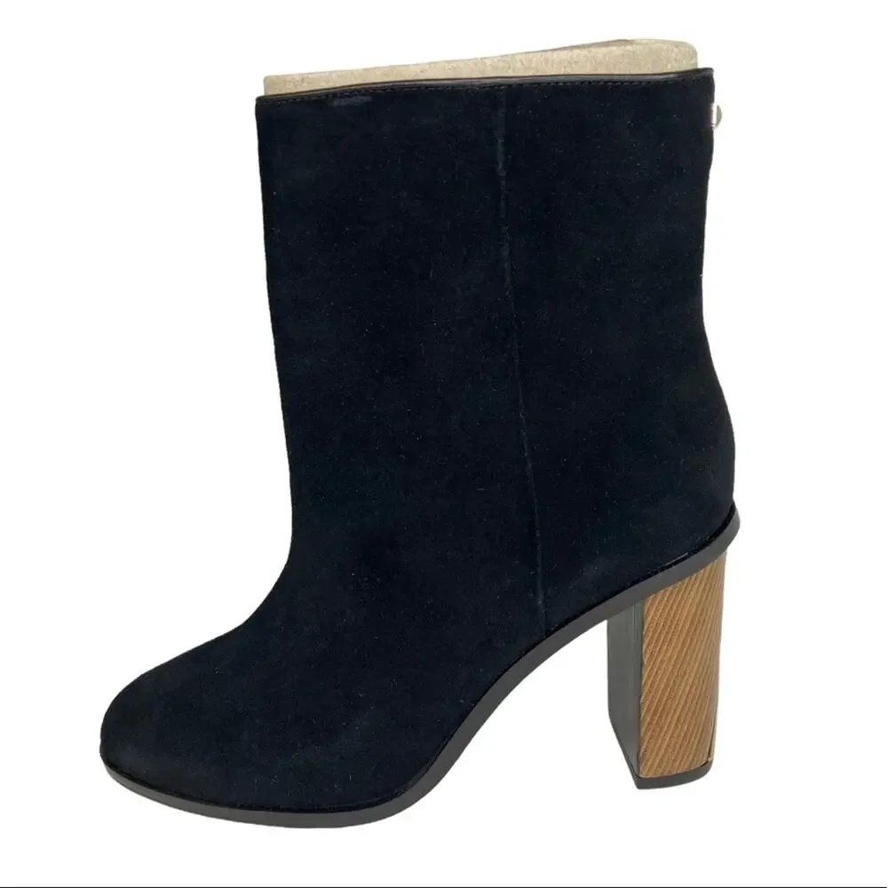 New Ted Baker Orbida Black Suede Block Heel Ankle Boots Size 35.5 - Picture 4 of 16